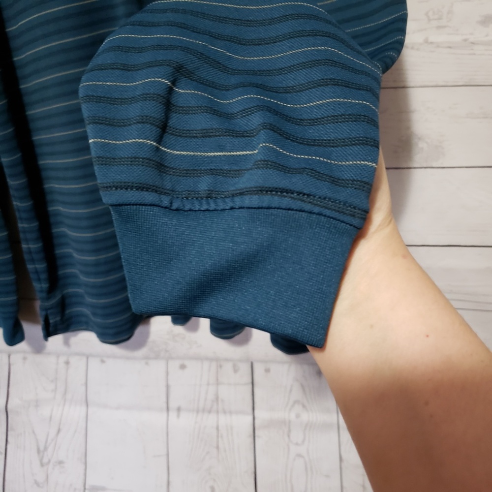 *SOLD* Walter Hagen Teal Striped Long Sleeve Polo XL - Picture 8 of 9